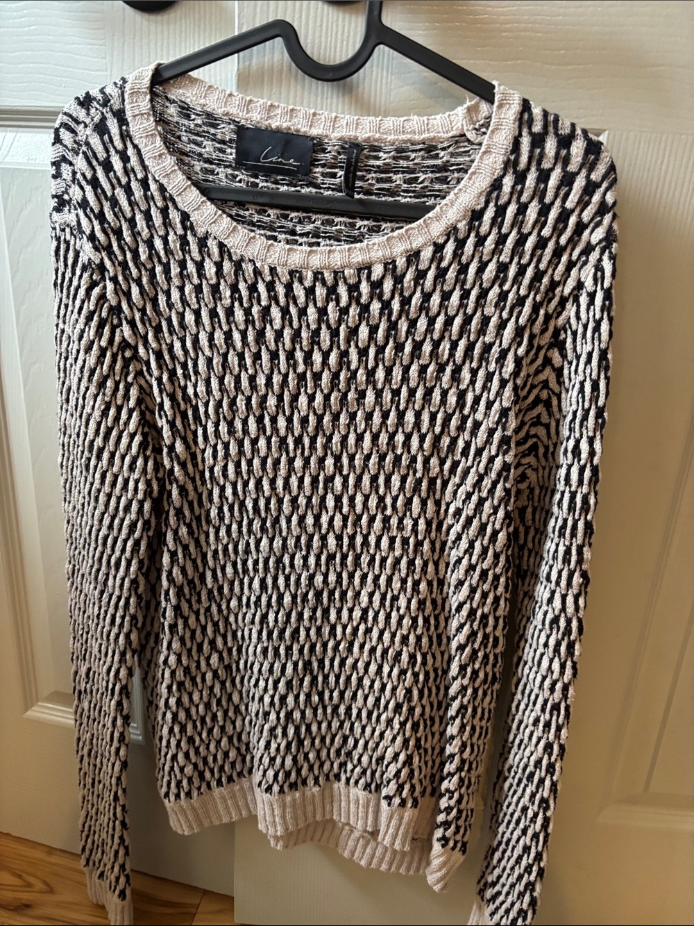 Line Black and Beige Patterned Crewneck Sweater